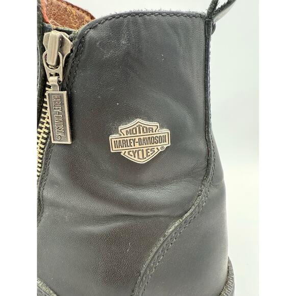 Harley Davidson Women’s Black Leather Starter Switch Cap Toe‎ Zip Biker Boot 6.5 - Picture 4 of 10